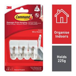 3M Command Small Wire Hooks With Command Adhesive Strips White (Pack 3) - 7100117747